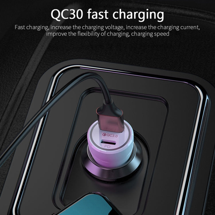 P21 Portable PD 20W + QC 3.0 18W Dual Ports Fast Car Charger(White) - Car Charger by PMC Jewellery | Online Shopping South Africa | PMC Jewellery