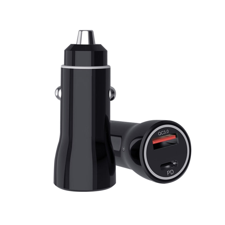 P21 Portable PD 20W + QC3.0 18W Dual Ports Fast Car Charger with USB to Micro USB Cable Kit(Black) - Car Charger by PMC Jewellery | Online Shopping South Africa | PMC Jewellery