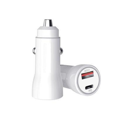 P21 Portable PD 20W + QC3.0 18W Dual Ports Fast Car Charger with USB to Type-C Cable Kit(White) - Car Charger by PMC Jewellery | Online Shopping South Africa | PMC Jewellery