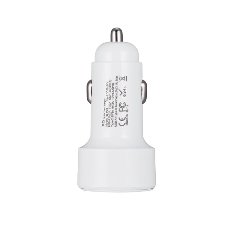 TE-P31 PD 20W USB-C / Type-C + QC3.0 18W USB Fast Car Charger(White) - Car Charger by PMC Jewellery | Online Shopping South Africa | PMC Jewellery