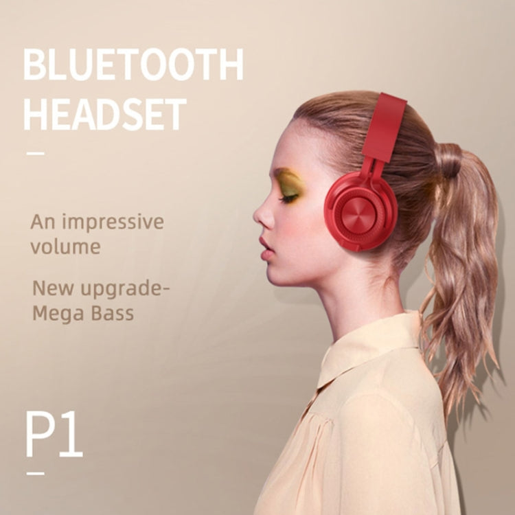 P1 Wireless Bluetooth 5.0 Stereo Soft Leather Earmuffs Foldable Headset Built-in Mic for PC / Cell Phones(Black) - Headset & Headphone by PMC TechLife | Online Shopping South Africa | PMC TechLife