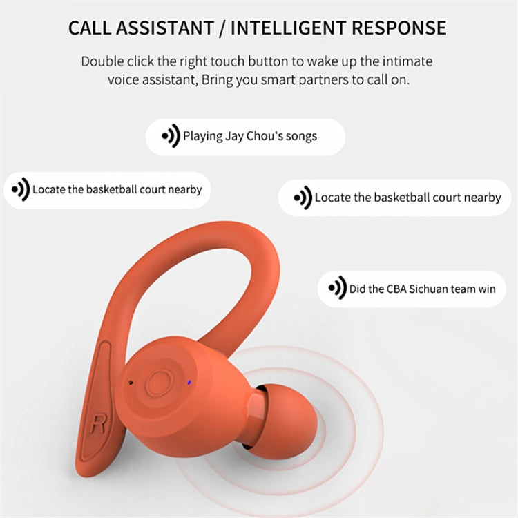 T20 TWS Bluetooth Hooks Wireless Sports Headphones with Charging Box IPX6 Waterproof Noise-cancelling Earphones(Orange) - Bluetooth Earphone by PMC Jewellery | Online Shopping South Africa | PMC Jewellery