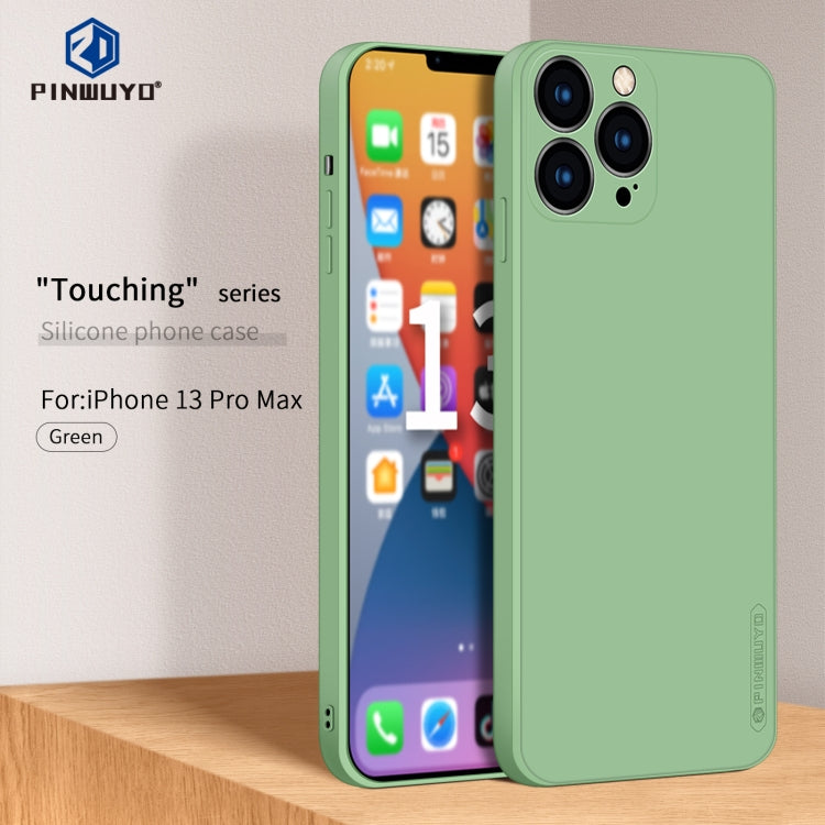 For iPhone 13 Pro Max PINWUYO Touching Series Liquid Silicone TPU Shockproof Case (Green) - iPhone 13 Pro Max Cases by PINWUYO | Online Shopping South Africa | PMC Jewellery | Buy Now Pay Later Mobicred