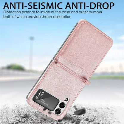 For Samsung Galaxy Z Flip3 5G Litchi Pattern Folding Leather Shockproof Card All-inclusive Case(Pink) - Galaxy Phone Cases by PMC Jewellery | Online Shopping South Africa | PMC Jewellery