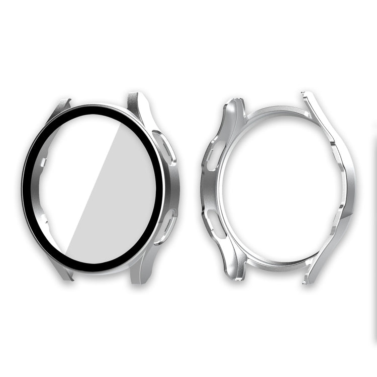 ENKAY Hat-Prince Full Coverage PC Frame + Tempered Glass Protector Composite Case for Samsung Galaxy Watch4 40mm(Silver) - Watch Cases by ENKAY | Online Shopping South Africa | PMC TechLife | Buy Now Pay Later Mobicred