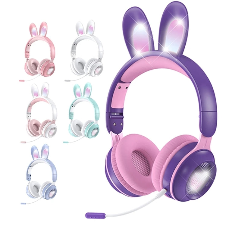 KE-01 Rabbit Ear Wireless Bluetooth 5.0 Stereo Music Foldable Headset with Mic For PC(Taro Purple) - Headset & Headphone by PMC TechLife | Online Shopping South Africa | PMC TechLife