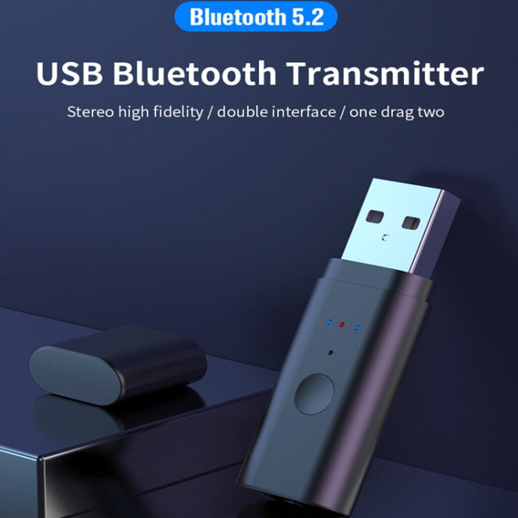 TX35 Bluetooth 5.2 Transmitter One Drag Two USB / AUX Dual Output - Audio Receiver Transmitter by PMC Jewellery | Online Shopping South Africa | PMC Jewellery