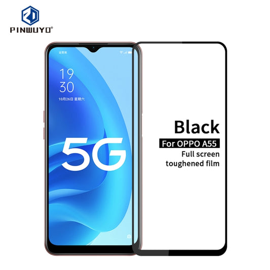 For OPPO A55 4G PINWUYO 9H 2.5D Full Screen Tempered Glass Film(Black) - OPPO Tempered Glass by PINWUYO | Online Shopping South Africa | PMC Jewellery | Buy Now Pay Later Mobicred