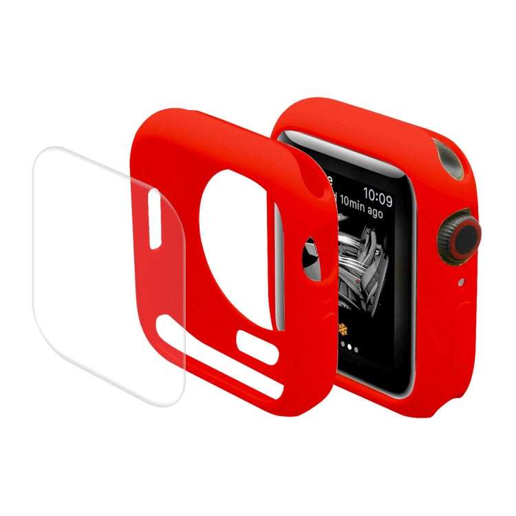 ENKAY Hat-Prince Protective TPU Watch Case + Full Coverage PET Screen Protector Film For Apple Watch Series 8 / 7 41mm(Red) - Watch Cases by ENKAY | Online Shopping South Africa | PMC Jewellery | Buy Now Pay Later Mobicred