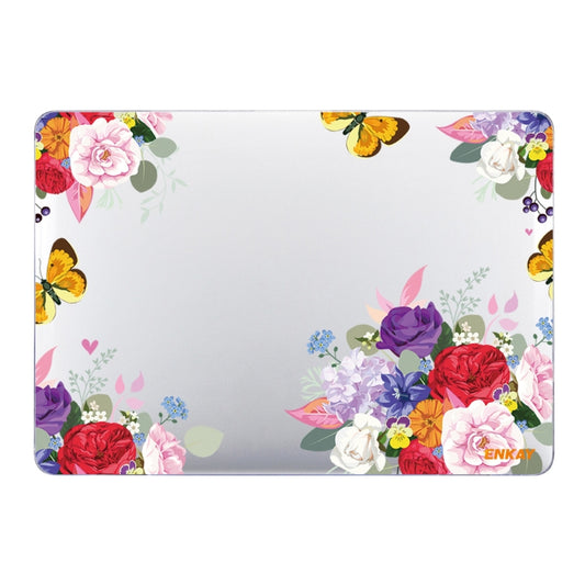 ENKAY Flower Series Pattern Laotop Protective Crystal Case For MacBook Pro 13.3 inch A1706 / A1708 / A1989 / A2159(Rose) - MacBook Pro Cases by ENKAY | Online Shopping South Africa | PMC Jewellery