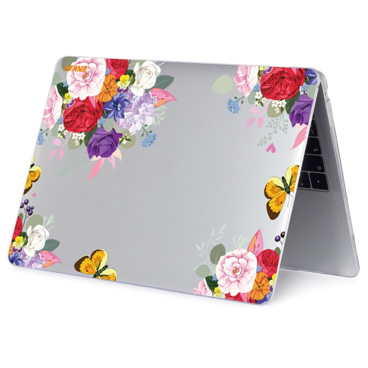 ENKAY Flower Series Pattern Laotop Protective Crystal Case For MacBook Pro 14.2 inch A2442 (2021)(Rose) - MacBook Pro Cases by ENKAY | Online Shopping South Africa | PMC Jewellery