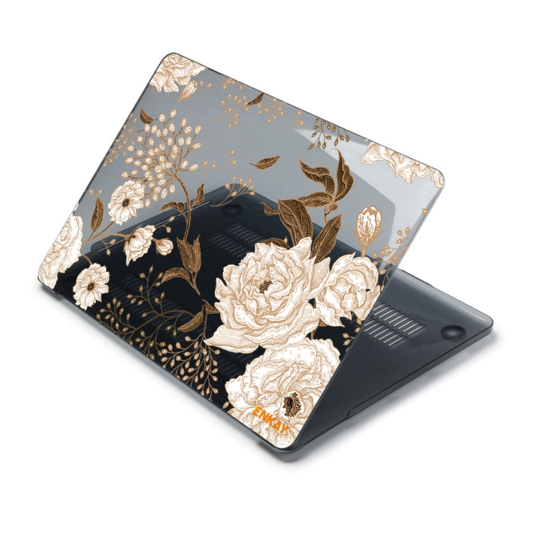 ENKAY Vintage Pattern Series Laotop Protective Crystal Case For MacBook Pro 14.2 inch A2442 (2021)(Golden Peony) - MacBook Pro Cases by ENKAY | Online Shopping South Africa | PMC Jewellery