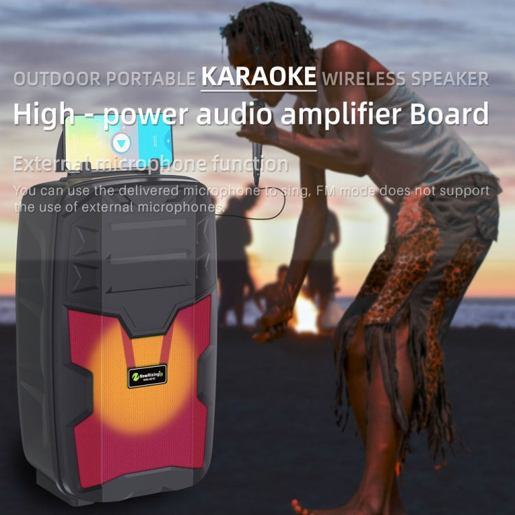 NewRixing NRG401C Outdoor Portable Karaoke Wireless Speaker High-Power Audio Amplifier With Mic(Red) - Desktop Speaker by NewRixing | Online Shopping South Africa | PMC Jewellery | Buy Now Pay Later Mobicred