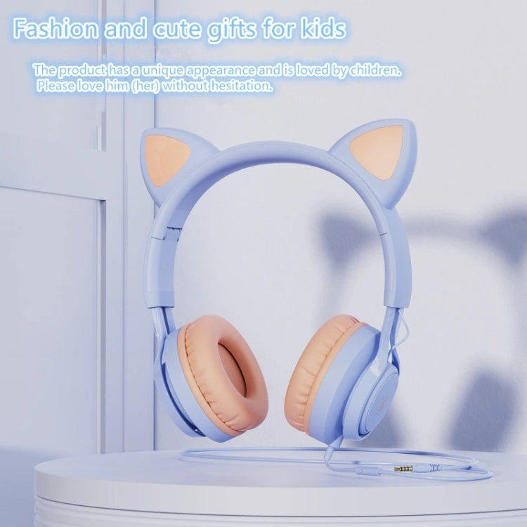 EP08 Cute Cat Ear Child Music Stereo Wired Headset with Mic(Purple) - Headset & Headphone by PMC Jewellery | Online Shopping South Africa | PMC Jewellery