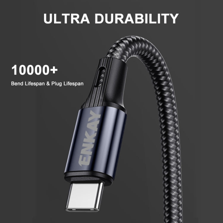 ENKAY PD 20W 3A USB-C / Type-C to 8 Pin Elbow Fast Charging Nylon Braided Data Cable, Length:2m(Black) - Normal Style Cable by ENKAY | Online Shopping South Africa | PMC TechLife | Buy Now Pay Later Mobicred