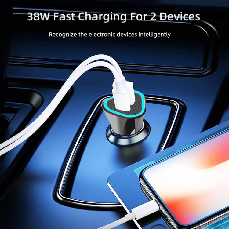 TE-P23 38W PD USB-C / Type-C + QC3. 0 USB Triangle Car Charger + USB-C / Type-C to USB-C / Type-C Data Cable, Length: 1m(White) - Car Charger by PMC TechLife | Online Shopping South Africa | PMC TechLife