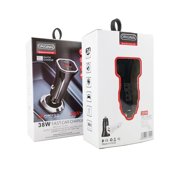 TE-P22 38W PD USB-C / Type-C + QC3. 0 USB Car Charger with 1m USB to Micro USB Data Cable(White) - Car Charger by PMC TechLife | Online Shopping South Africa | PMC TechLife