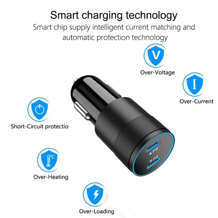 PD 40W Dual PD3.0 Type-C Car Charger(Black) - Car Charger by PMC Jewellery | Online Shopping South Africa | PMC Jewellery