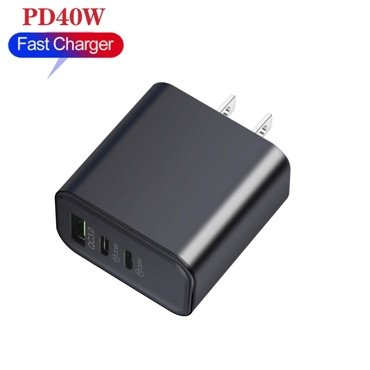 40W Dual PD + QC3.0 Ports Charger with Type-C to 8 Pin Data Cable(US Plug) - USB Charger by PMC Jewellery | Online Shopping South Africa | PMC Jewellery