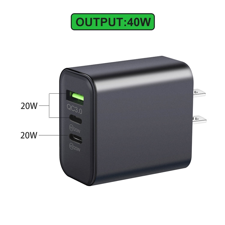 40W Dual PD + QC3.0 Ports Charger with Type-C to 8 Pin Data Cable(EU Plug) - USB Charger by PMC Jewellery | Online Shopping South Africa | PMC Jewellery