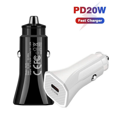 TE-P2 PD20W USB-C / Type-C Car Charger with Type-C to Type-C Data Cable(White) - Car Charger by PMC Jewellery | Online Shopping South Africa | PMC Jewellery