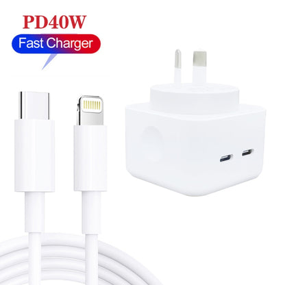 SDC-40W Dual PD USB-C / Type-C Ports Charger with 1.5m Type-C to 8 Pin Cable, AU Plug - USB Charger by PMC Jewellery | Online Shopping South Africa | PMC Jewellery