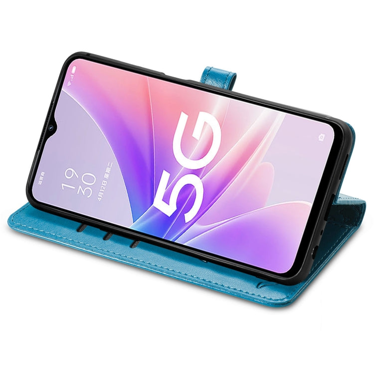 For OPPO A57 5G Cute Cat and Dog Embossed Horizontal Flip Leather Case(Blue) - OPPO Cases by PMC TechLife | Online Shopping South Africa | PMC TechLife | Buy Now Pay Later Mobicred