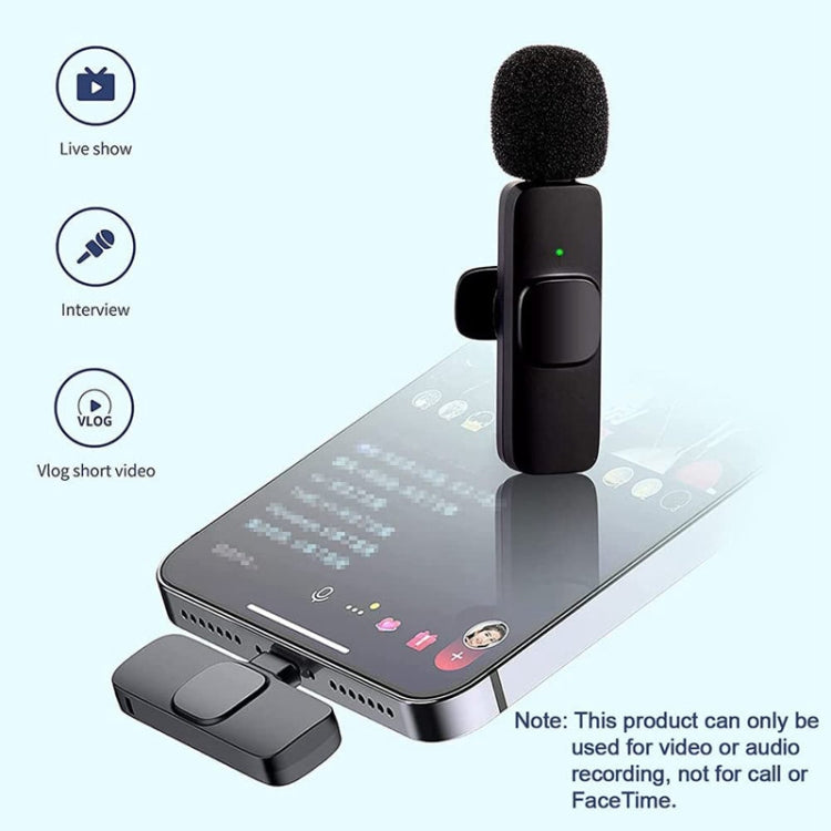 K9 2 in 1 Wireless Clip-on Auto Noise Cancelling Live Mini Microphone, Port: 8 Pin - Microphone by PMC Jewellery | Online Shopping South Africa | PMC Jewellery