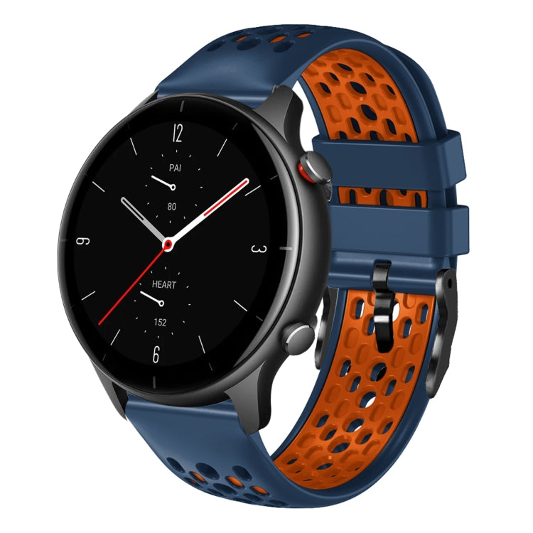 For Amazfit GTR 2e 22mm Two-Color Breathable Silicone Watch Band(Midnight Blue+Orange) - Watch Bands by PMC TechLife | Online Shopping South Africa | PMC TechLife | Buy Now Pay Later Mobicred