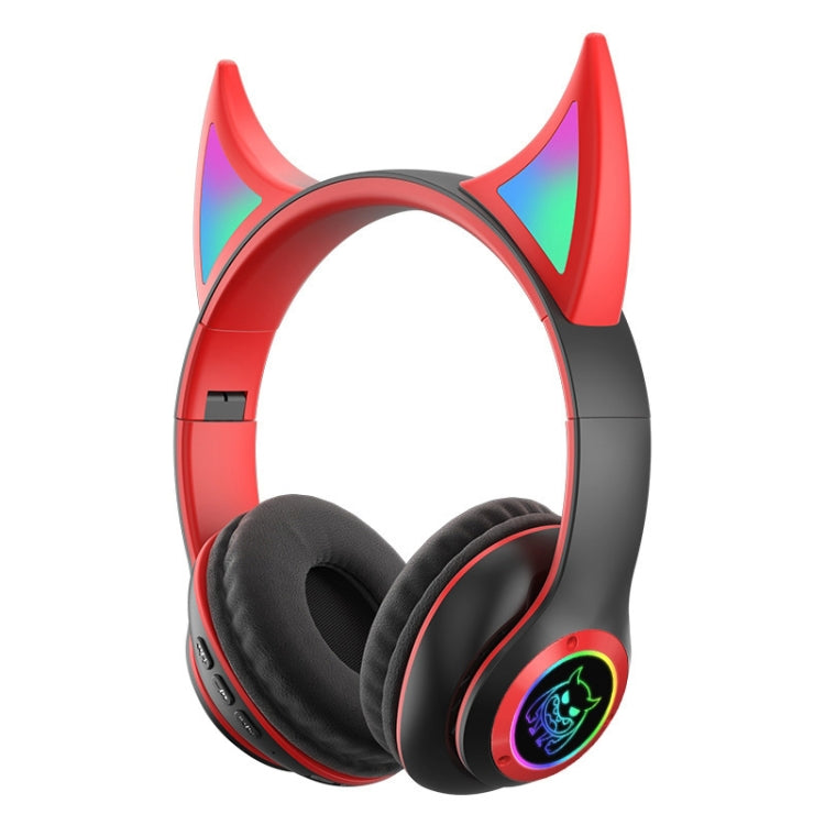 STN25 Devil Ear RGB Light Wireless Music Headset For Children with Mic(Black+Red) - Headset & Headphone by PMC Jewellery | Online Shopping South Africa | PMC Jewellery