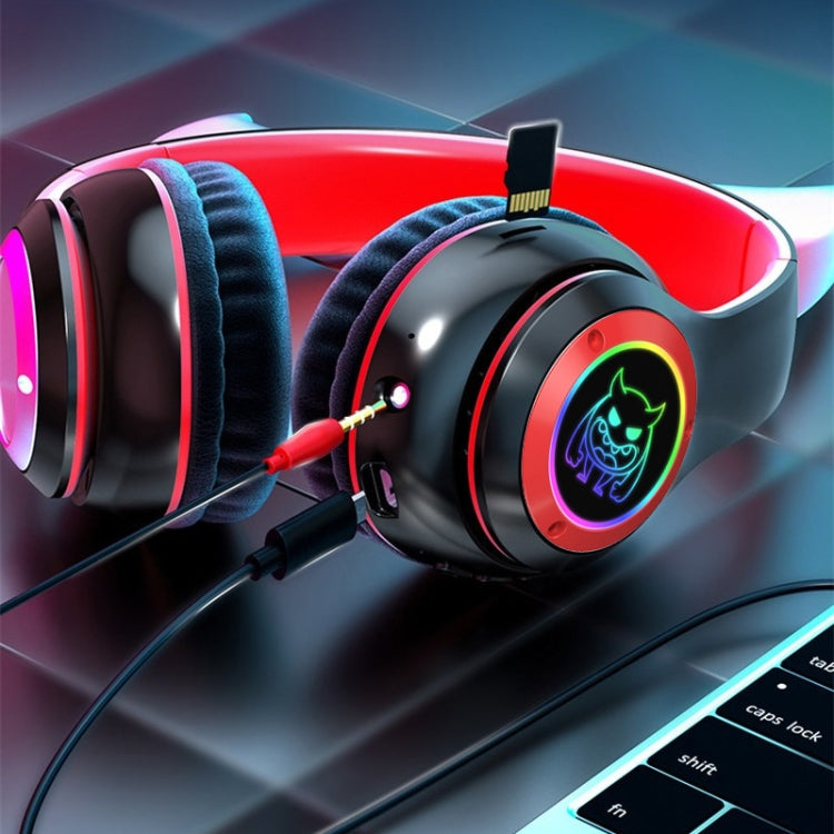 STN25 Devil Ear RGB Light Wireless Music Headset For Children with Mic(Black) - Headset & Headphone by PMC Jewellery | Online Shopping South Africa | PMC Jewellery