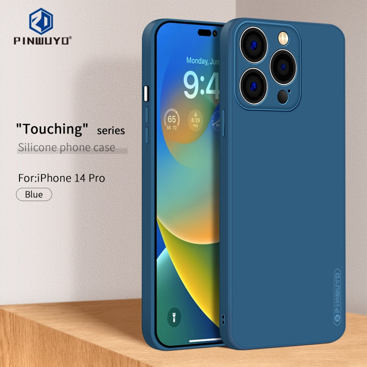 For iPhone 14 Pro PINWUYO Sense Series Liquid Silicone TPU Phone Case(Blue) - iPhone 14 Pro Cases by PINWUYO | Online Shopping South Africa | PMC Jewellery | Buy Now Pay Later Mobicred