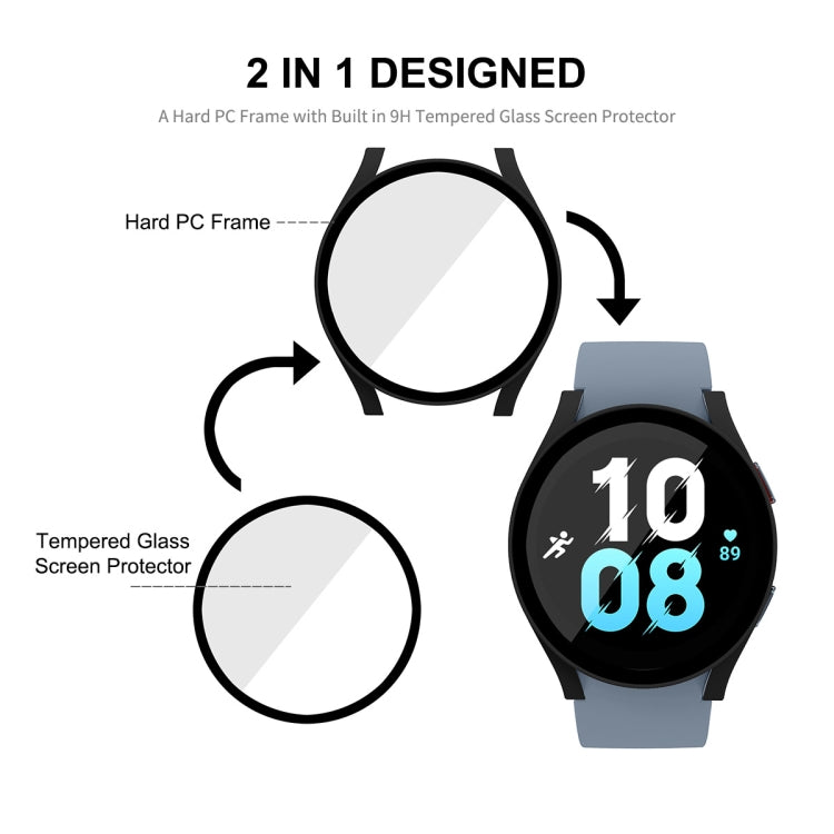 For Samsung Galaxy Watch5 40mm ENKAY Hat-Prince Full Coverage PC Frame + 9H Tempered Glass Case(Rose Gold) - Watch Cases by ENKAY | Online Shopping South Africa | PMC Jewellery | Buy Now Pay Later Mobicred