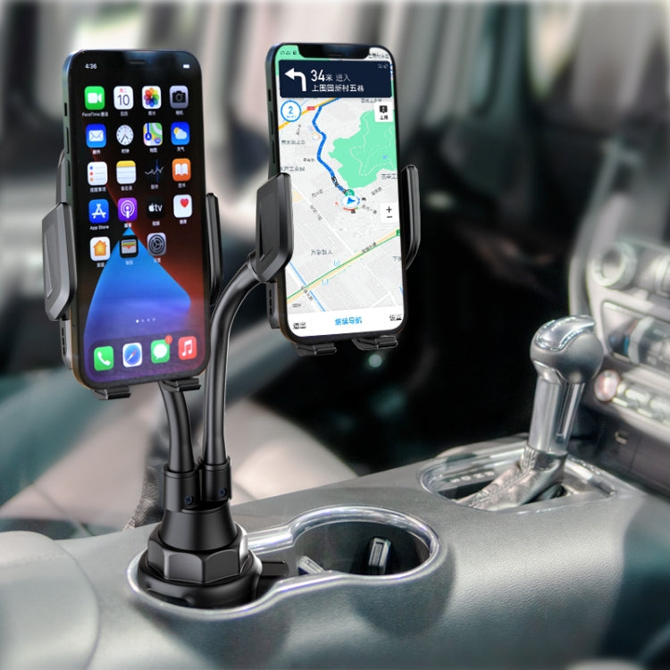 A080+X908 Car Cup Double Mobile Phone Holder Mount Adjustable Cradle Bracket - free shipping - PMC TechLife - Order now!