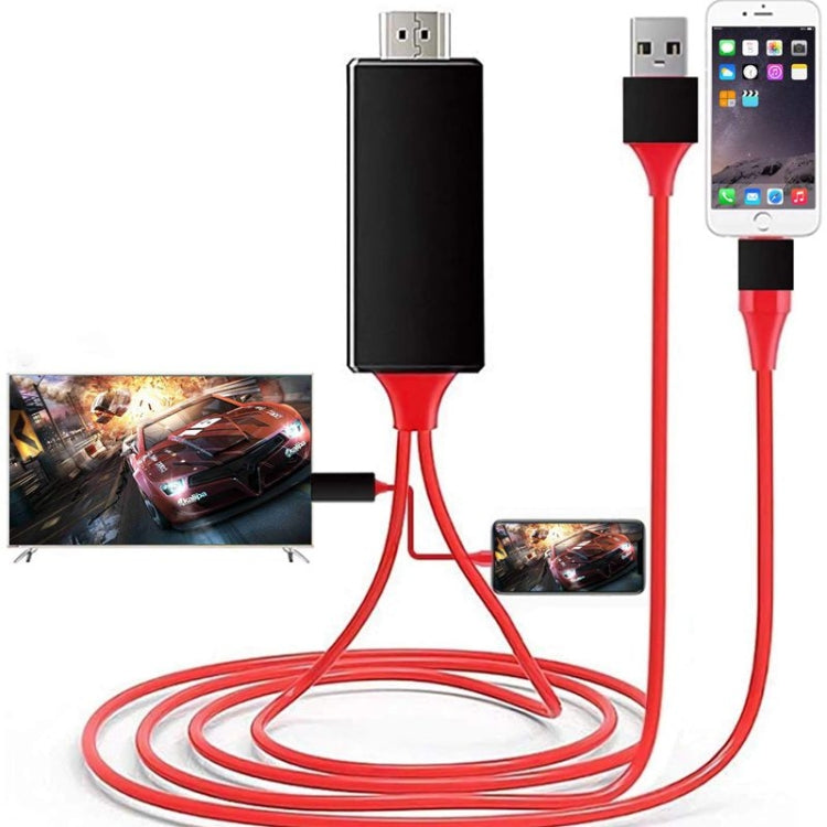 2m 1080P 8 Pin to HDMI Adapter Cable, Compatible with iPhone to HDMI Adapter(Red) - Video & Audio Cable by PMC Jewellery | Online Shopping South Africa | PMC Jewellery