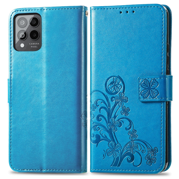 For T-Mobile Revvl 6 Pro 5G Four-leaf Clasp Embossed Buckle Leather Phone Case(Blue) - More Brand by PMC Jewellery | Online Shopping South Africa | PMC Jewellery