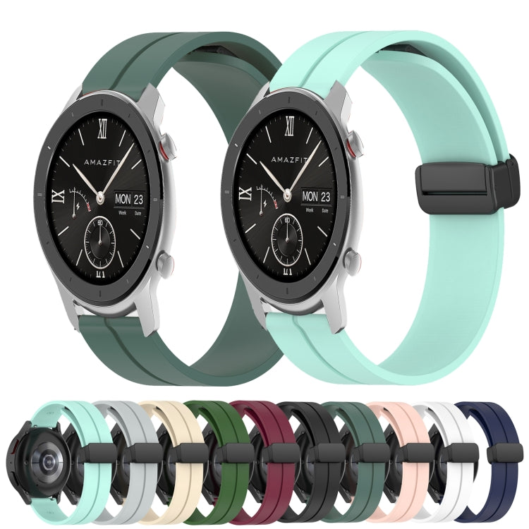 For Amazfit GTR 42mm 20mm Solid Color Magnetic Clasp Silicone Watch Band(Beige) - free shipping - PMC TechLife - Order now!