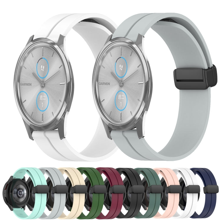 Compatible with Garminmove Luxe 20mm Solid Color Magnetic Clasp Silicone Watch Band(Black) - free shipping - PMC TechLife - Order now!