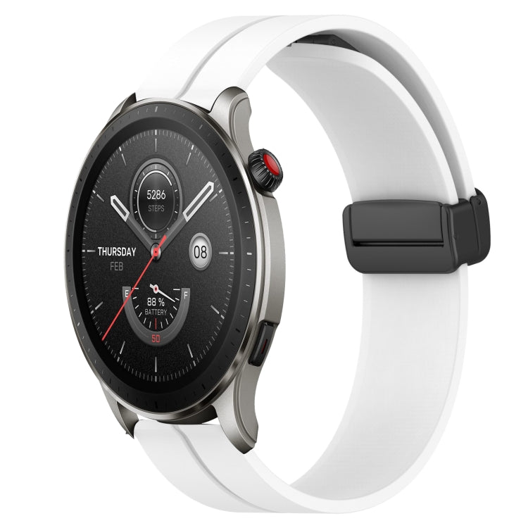 For Amazfit GTR 4 22mm Solid Color Magnetic Clasp Silicone Watch Band(White) - free shipping - PMC TechLife - Order now!