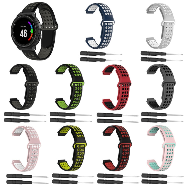 For Garmin Forerunner 230 Two-Color Punched Breathable Silicone Watch Band(Midnight Blue + White) - free shipping - PMC TechLife - Order now!