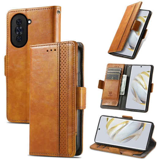 For Huawei  Nova 10 CaseNeoSplicing Dual Magnetic Buckle Leather Phone Case(Khaki) - Huawei Cases by PMC Jewellery | Online Shopping South Africa | PMC Jewellery