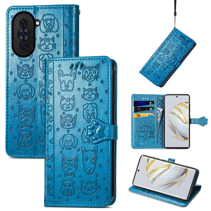 For Huawei Nova 10 Cat and Dog Embossed Leather Phone Case(Blue) - Huawei Cases by PMC Jewellery | Online Shopping South Africa | PMC Jewellery