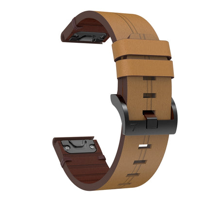 For Garmin Enduro 26mm Leather Steel Buckle Watch Band (Light Brown) - Smart Wear by PMC Jewellery | Online Shopping South Africa | PMC Jewellery