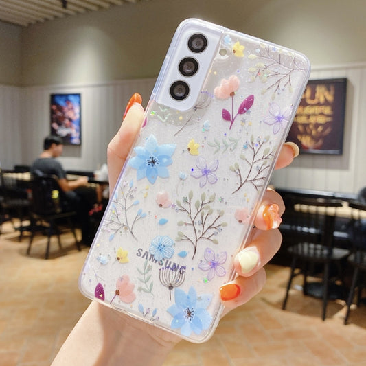 For Samsung Galaxy S20 FE Fresh Small Floral Epoxy TPU Phone Case(Blue Flowers 5) - Galaxy S20 FE Cases by PMC Jewellery | Online Shopping South Africa | PMC Jewellery