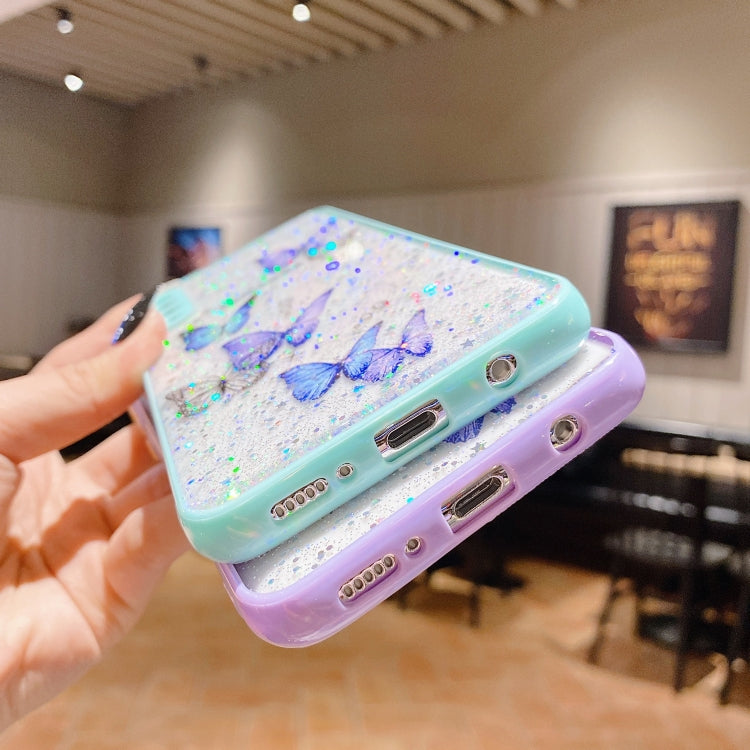 For Samsung Galaxy S22 5G Color Butterfly Glitter Epoxy TPU Phone Case(Green) - Galaxy S22 5G Cases by PMC TechLife | Online Shopping South Africa | PMC TechLife