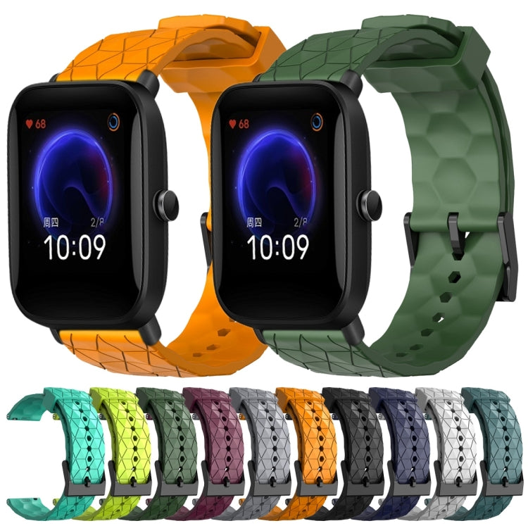 For Amazfit Pop 20mm Football Pattern Solid Color Silicone Watch Band(Wine Red) - free shipping - PMC TechLife - Order now!