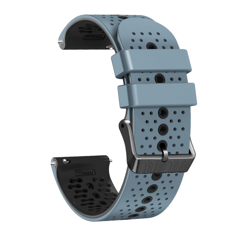 For Huawei Watch GT Runner 22mm Perforated Two-Color Silicone Watch Band(Blue+Grey) - free shipping - PMC TechLife - Order now!