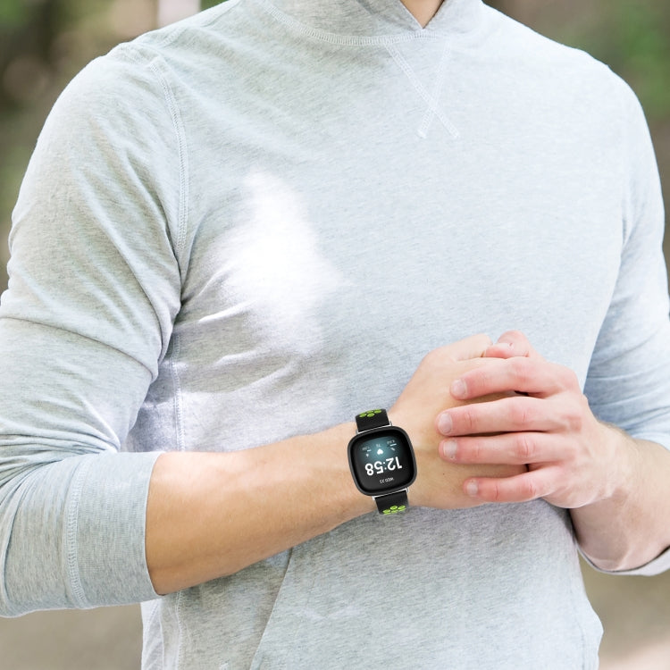 For Fitbit Versa 3 Two-Color Perforated Breathable Silicone Watch Band(Black+Black) - free shipping - PMC TechLife - Order now!