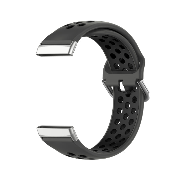 For Fitbit Sense 2 Two-Color Perforated Breathable Silicone Watch Band(Black+Black) - Watch Bands by PMC TechLife | Online Shopping South Africa | PMC TechLife | Buy Now Pay Later Mobicred