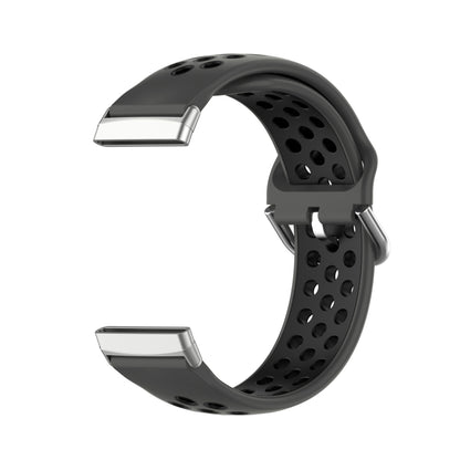 For Fitbit Sense 2 Two-Color Perforated Breathable Silicone Watch Band(Black+Black) - Watch Bands by PMC Jewellery | Online Shopping South Africa | PMC Jewellery | Buy Now Pay Later Mobicred